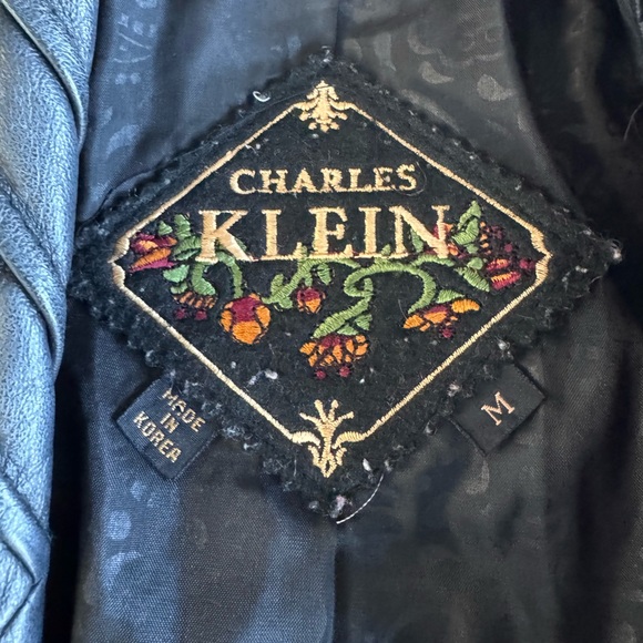 Vintage 70s 80s Charles Klein Black Leather Trench Coat Size Medium - Picture 7 of 16